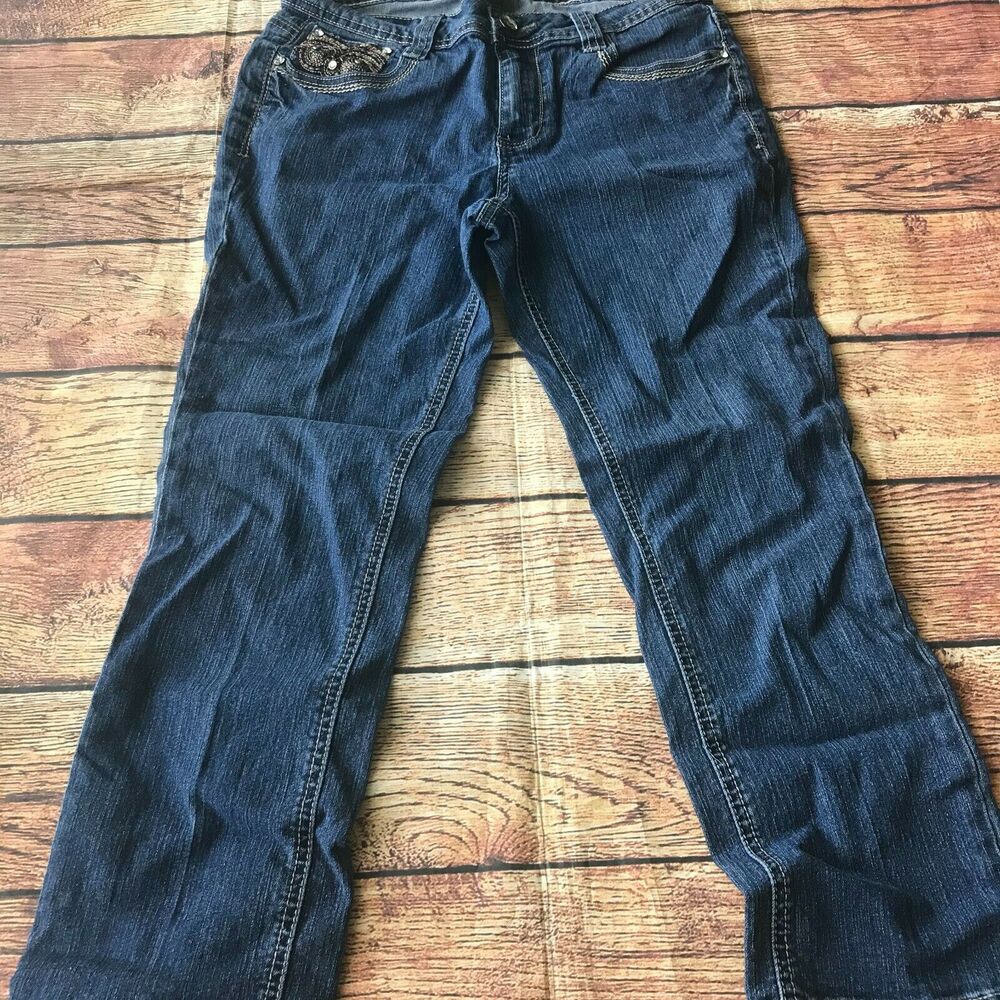 Roz & Ali Girl’s Flare Dark Wash Blue Denim Jeans Kid’s Youth Size 8